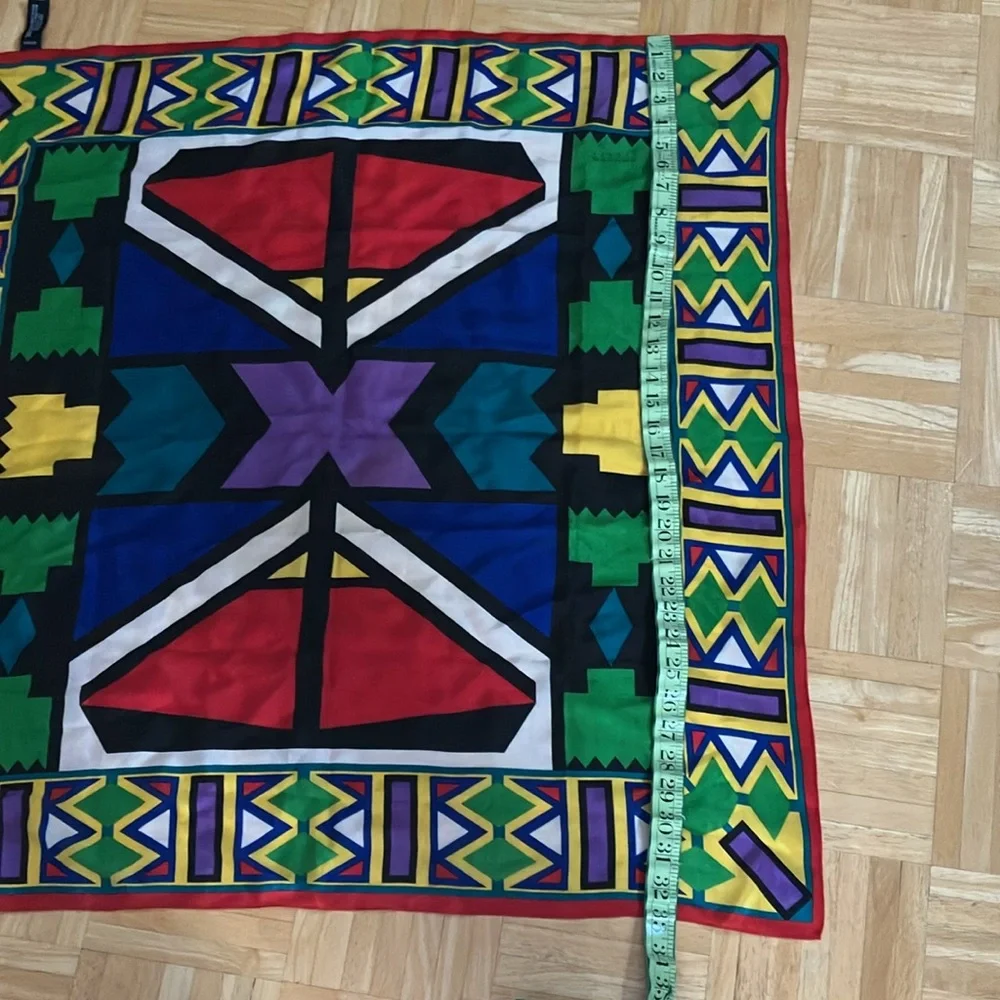 Vintage silk Oscar de la Renta Studio colorblock mod op art 80s 90s square scarf